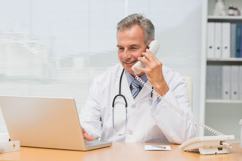 Doctor having a phone conversation
